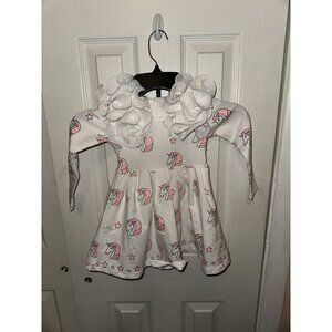 Lola And The Boys Unicorns And Stars Long Sleeve Dress Size 6m-12m NWT